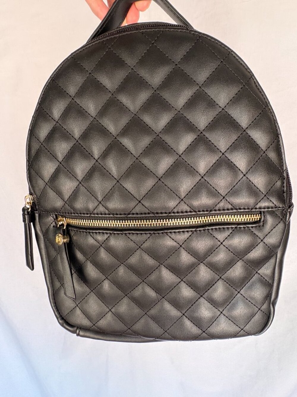 Liz Claiborne Black Quilted Mini Backpack Gold Hardware